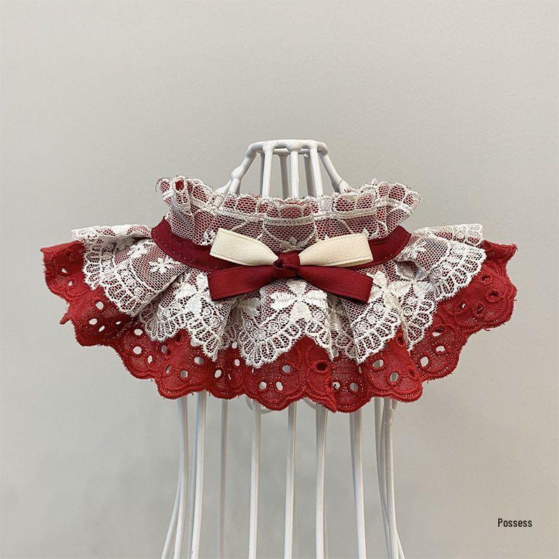 Festive Red Dog Bib Scarf for Weddings: Border Collie & Golden Retriever