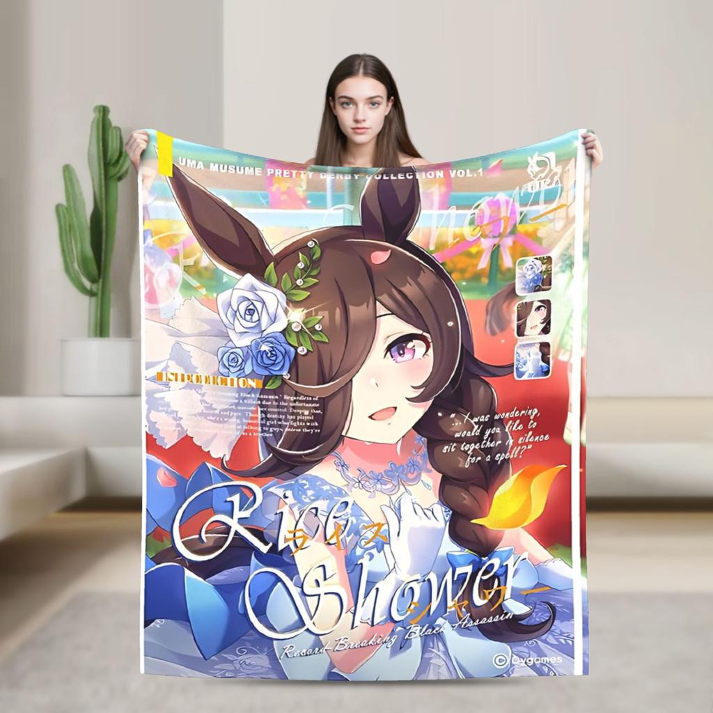 Uma Musume Cinderella Gray - Oguri Cap Blanket Cover Flannel Throw Blanket Bedroom Sofa Printed Soft Warm Bedsprea