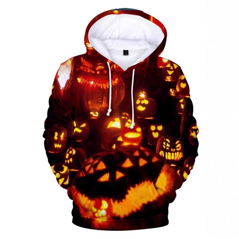 Mens Loose Fit Hooded Long Sleeve Sweatshirt With Cartoon Devil Print Casual Wear