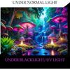 Miytal Blacklight Fantasy Mushroom Waterfall Tapestry – UV Reactive Neon Forest Wall Hanging, Glow In the Dark Nature Art Décor for Bedroom,