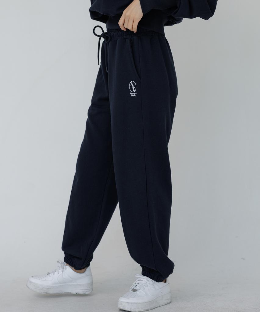 AWESOME STUDIO Women'S Signature Embroidered Sweat Jogger Pants Vintage Navy