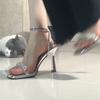 One word with sandals women's skirt temperament rhinestone square heel beautiful high heels