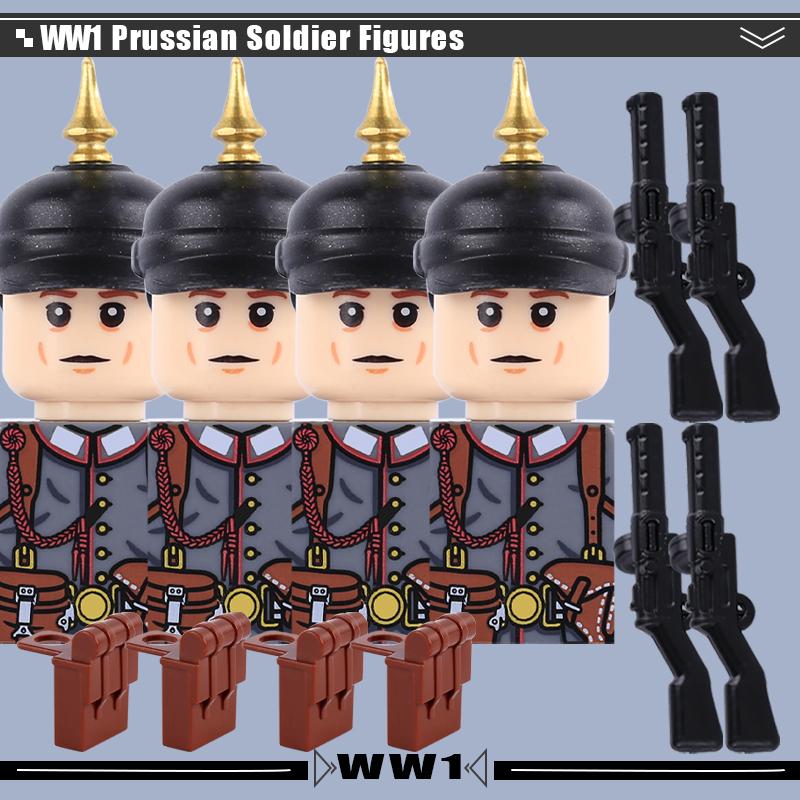 WW1 Military Series Vehicles Building Blocks Artillery Howitzer Soldier Figures Accessories British Italian Field Gun Bricks Toy