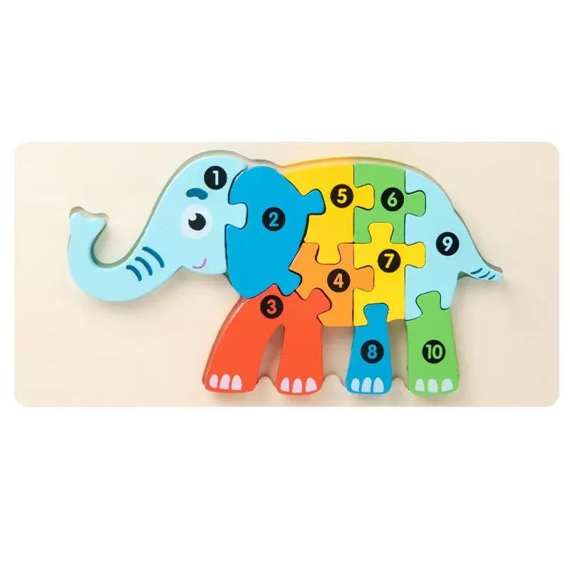 Wooden Puzzle for Toddlers Animals Vehicles Jigsaw Colorful Wood Alphabet Number Preschool Learning Montessori Educational Toys