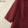ZANZEA Lässige Damen-Bluse mit O-Ausschnitt und einfarbigen 3/4-Ärmeln