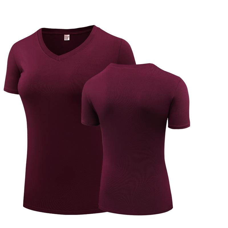 

Женские футболки для фитнеса, быстросохнущие эластичные спортивные блузки для йоги с короткими рукавами, колготки, топы для бега в тренажерном зале 4XL вино красного