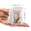 1pc 11oz White Ceramic Mug with Double-Sided Print for Beer Fans, Fun Daily Drinking Cup, Perfect Gift for Friends, Coworkers or Family