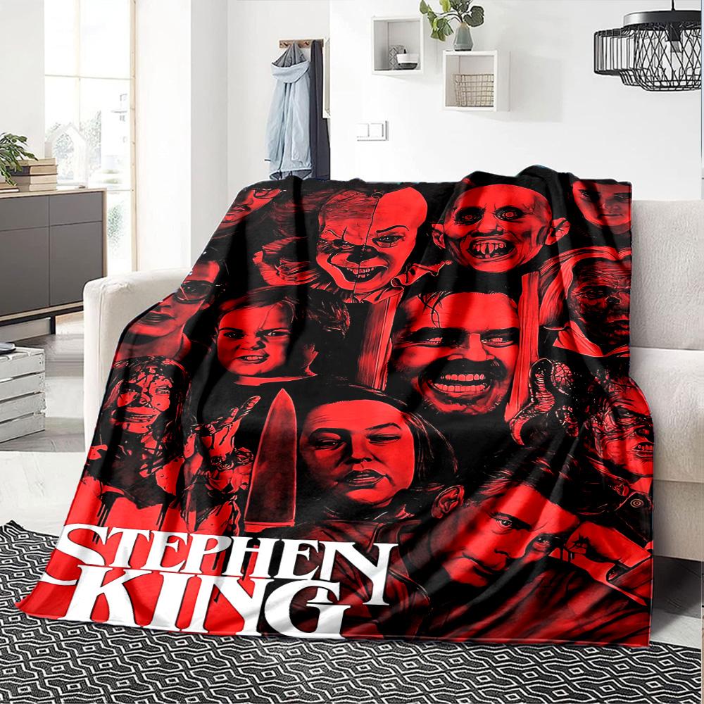 Stephen Horror Icons Flannel Blanket Super Soft Warm Cozy Blanket For Sofa Bed Office Travel Allseason Home Decor Gift