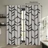 2PCS Digital Printed Curta, Gray Background Black Stripes Abstract Pattern, Window Drapes for Living Room Bedroom Home Decor