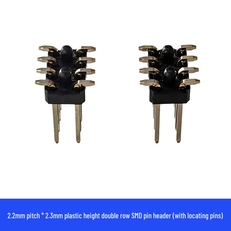 

2.2mm Pitch 2.3mm Height Double Row Vertical Pin Header with Locating Post for New Energy Vehicles. 2x4 pins with locating post