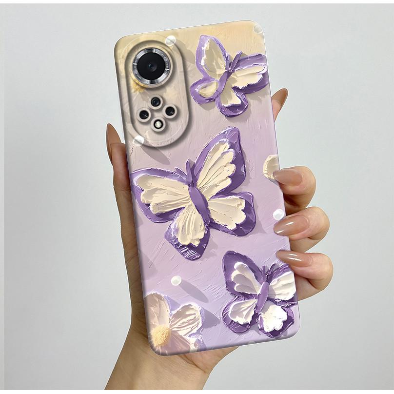 For Huawei Nova 9 Case Aesthetic Butterfly Flowers Soft Silicone Shockproof Phone Cover For Honor 50 Camera Protective Casing
