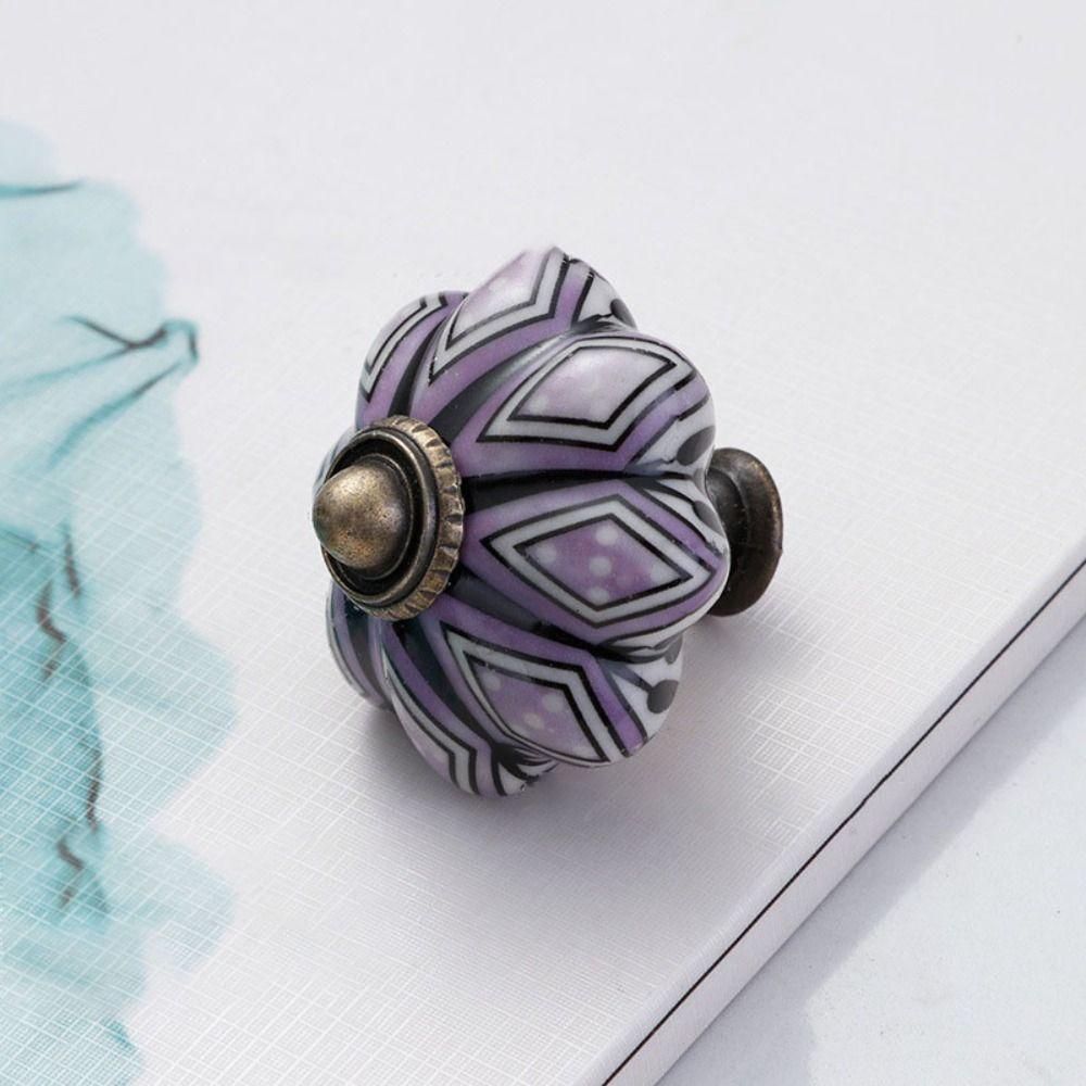 Single Hole Pumpkin Handle Multiple Colors Furniture Knob Durable Vintage Door Handle  Drawer