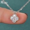 Rrjzz Colar de Trevo de Quatro Folhas da Sorte com Pingente de Moissanita Redonda Cor D para Mulheres Delicado Colar com Pingente de Diamante Sintético de Laboratório Joias