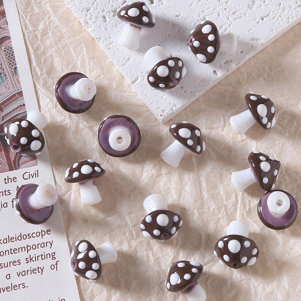 Cartoon Mushroom Glass Loose Beads Handmade Craft Jewelry Making Material  DIY Accessories