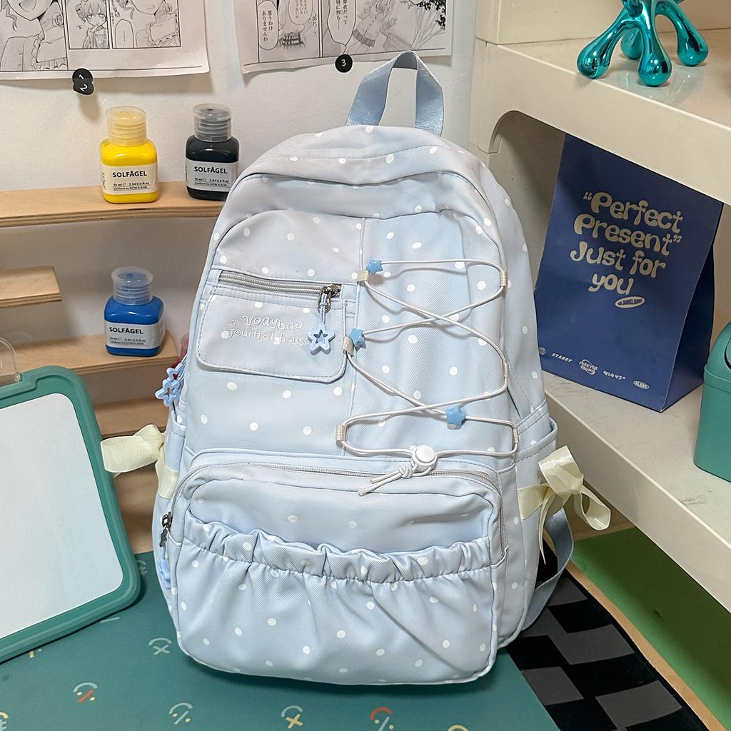 New schoolbag Japanese-style INS cute girl bow middle school student collegiate backpack lightweight and sweet backpack