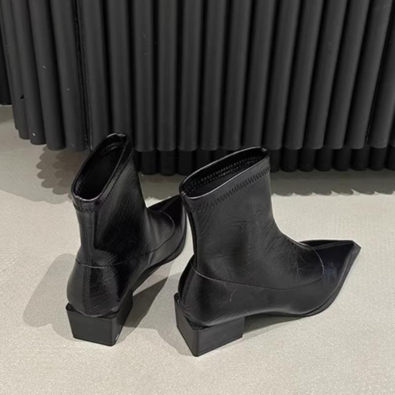 Fashion Pointed Toe Fashion Women's Mid Heels Short Boots Winter New Elegant Heeled Shoes 2025 Designer Chelsea Ankle Boots Dress Pumps
