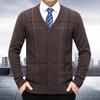 Men's Striped V-Neck Cashmere Cardigan Sweater for Fall/Winter