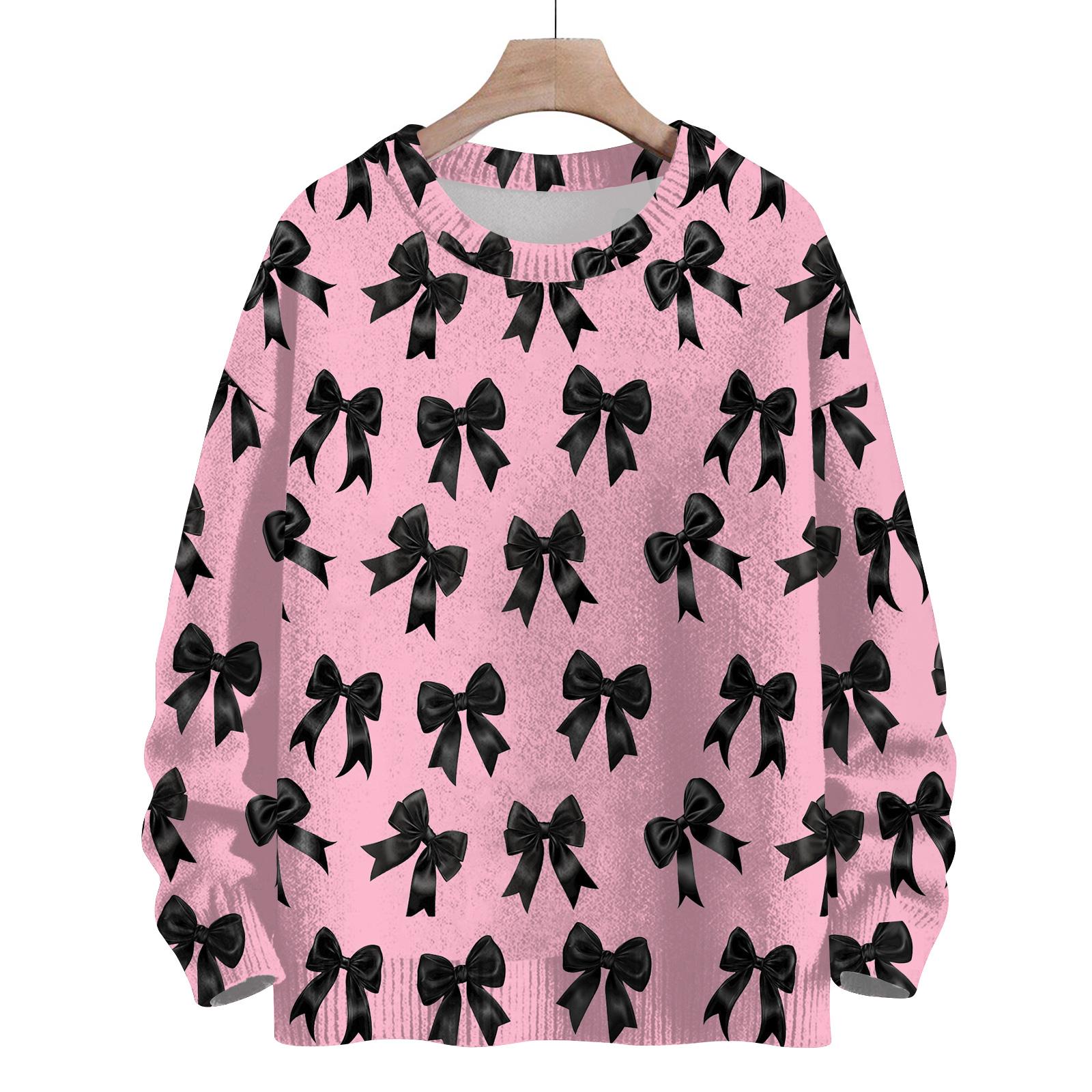 

Женский повседневный свитер из шерсти с длинным рукавом и бантом, осенний, для отпуска, пуловер с длинным рукавом M