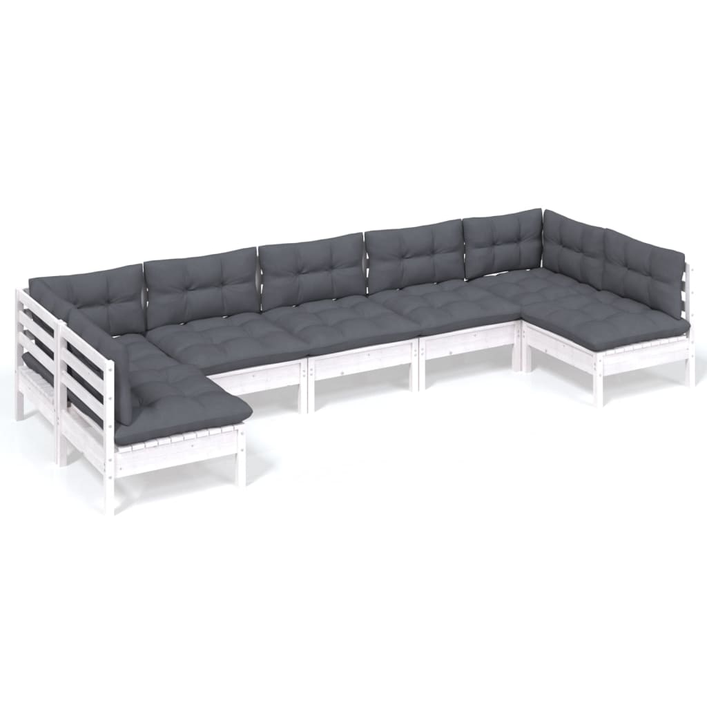 Vidaxl 7-Cz. Garden Lounge Set, With Cushions, White
