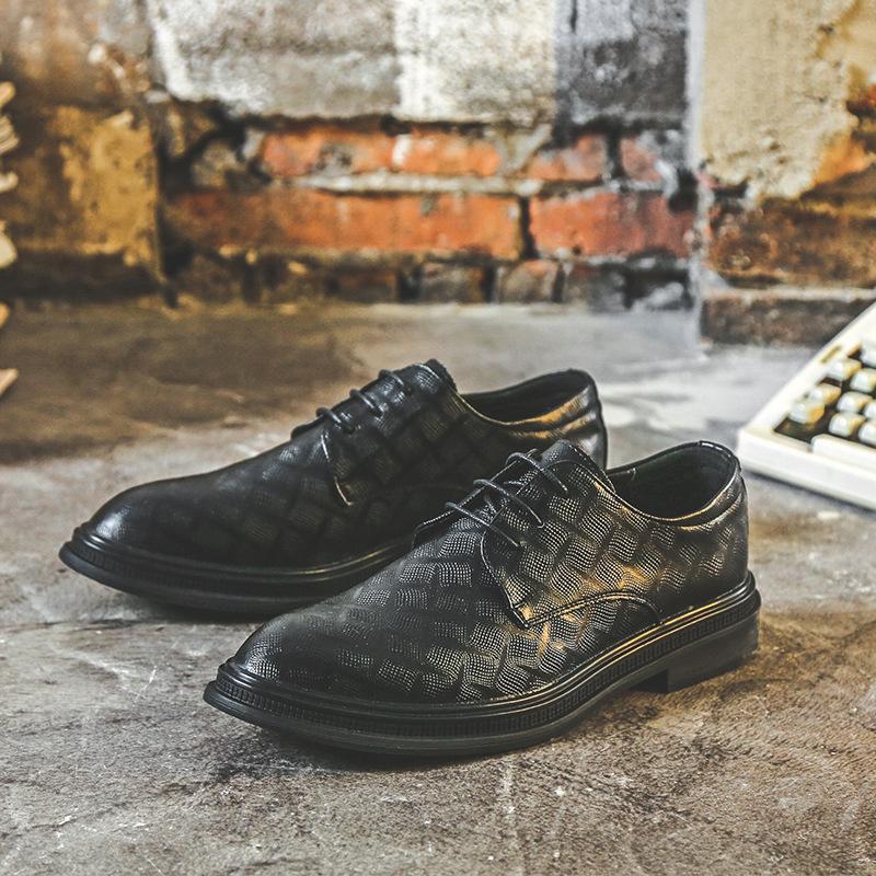 Leather Shoes Men'S Summer Business Dress Soft Leather Embossed Breathable Suit Heightening Teenager Groom Korean 2341-J