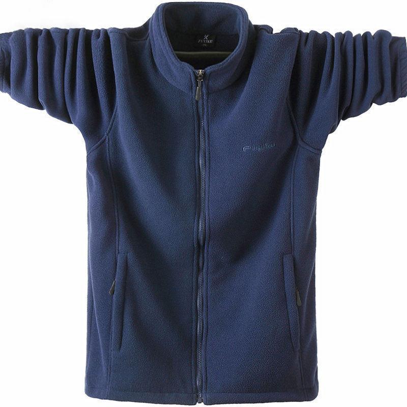 Stand Collar Jacket Men's Large Size Spring and Autumn Cardigan Jacket for Young, Middle-aged and Elderly Double-sided Polar Fleece Fleece Jacket