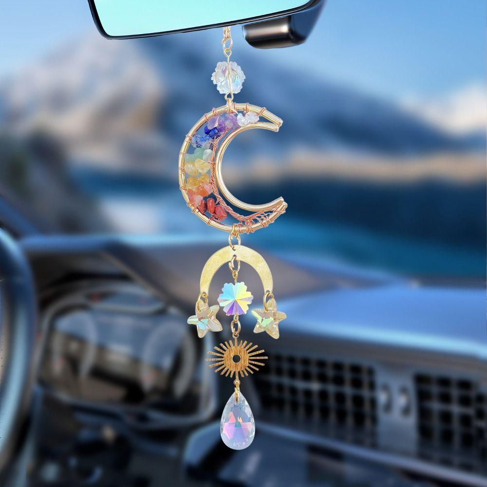 Natural Crystal Crystal Car Hanger Sun/Moon/Star Windows Hanging Suncatchers  Garden Decoration