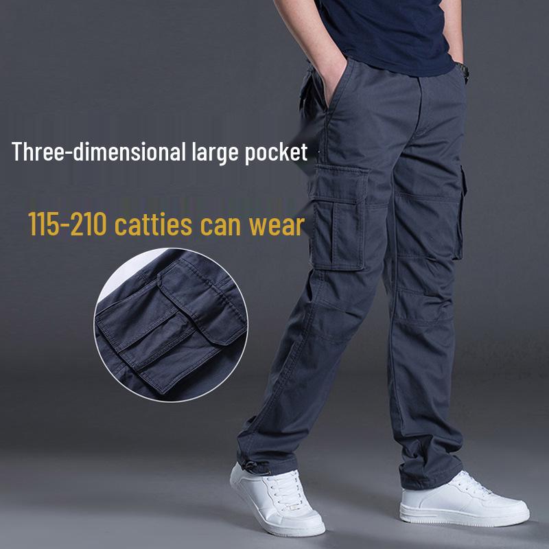 Men's Spring Multi-Pocket Loose Fit Cotton Work Pants - Plus Size, High Quality, Trendy Menswear