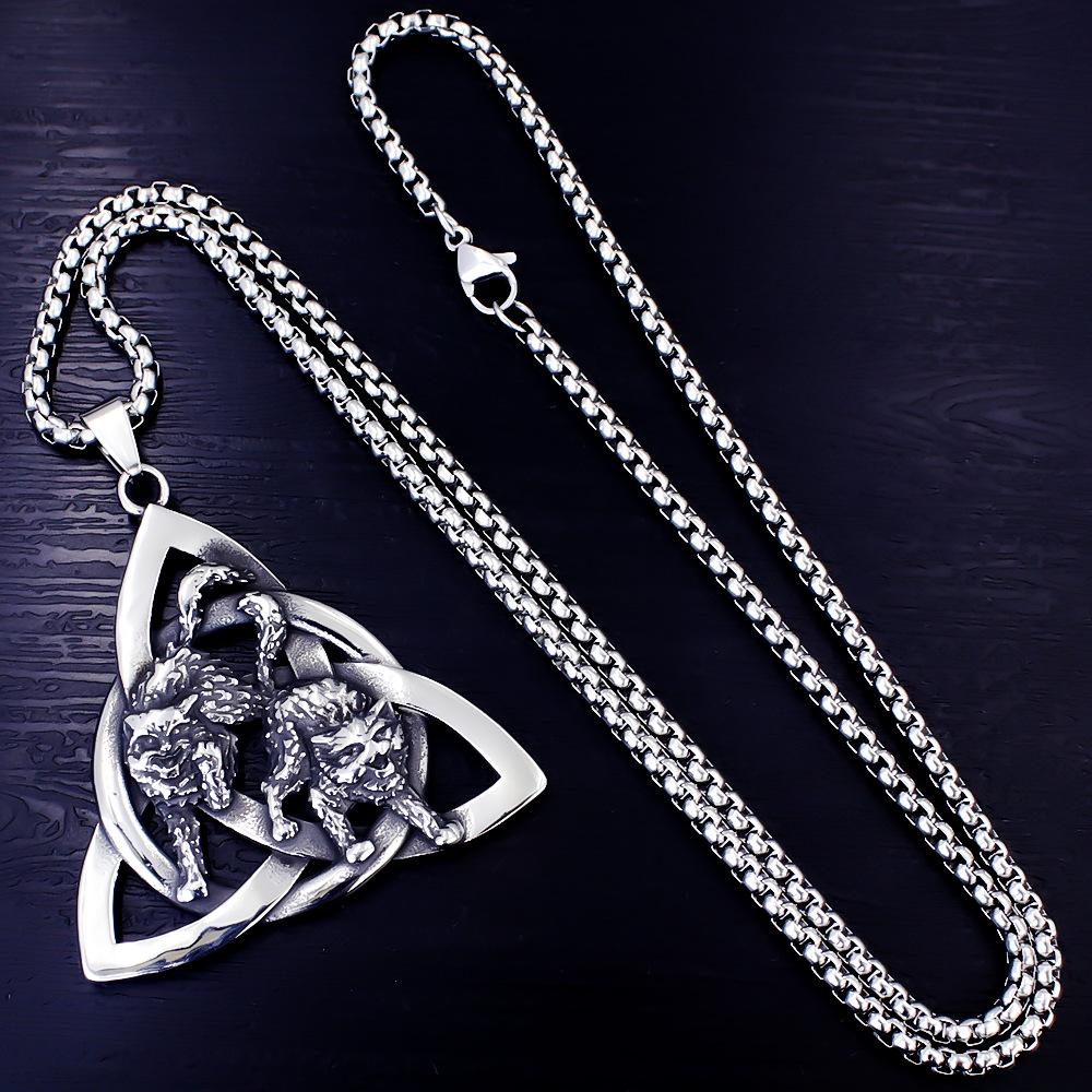 Colar Masculino Odin Triângulo Logo Corrente Clavícula Viking Pirata Runa Pingente Longo