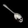 Halloween Spoon,Stainless Steel Skull Head Spoon with Hole,Multifunctional Kitchen Spoon,Halloween Decorative Spoon
