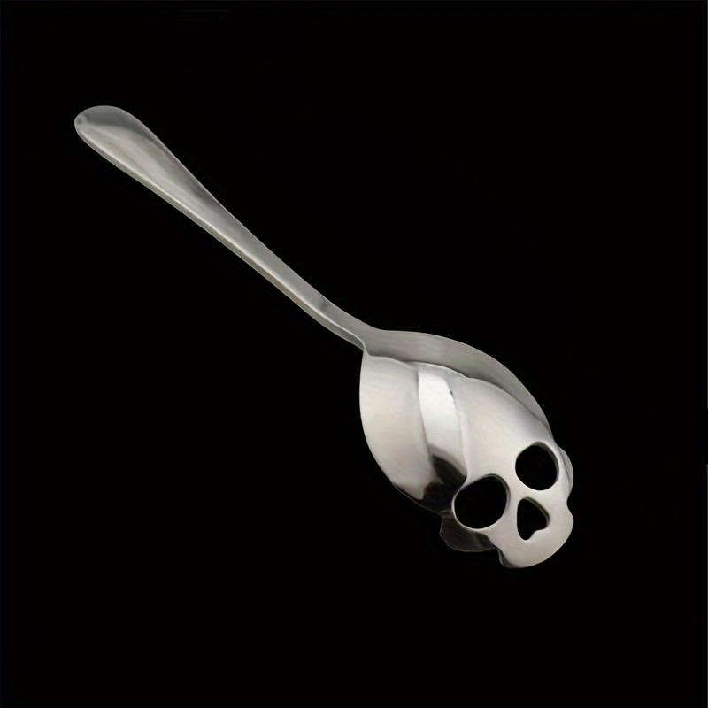

1pc Stainless Steel Skull Head Spoon With Hole, Multifunctional Kitchen Spoon, Halloween Decorative Spoon,Stirring Spoon серебряный