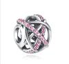 925 Silver rose pink ribbon bow Charm Purple Bead perfume Pendant Fit Original Bracelet Jewelry Earring DIY Making Gift boy girl