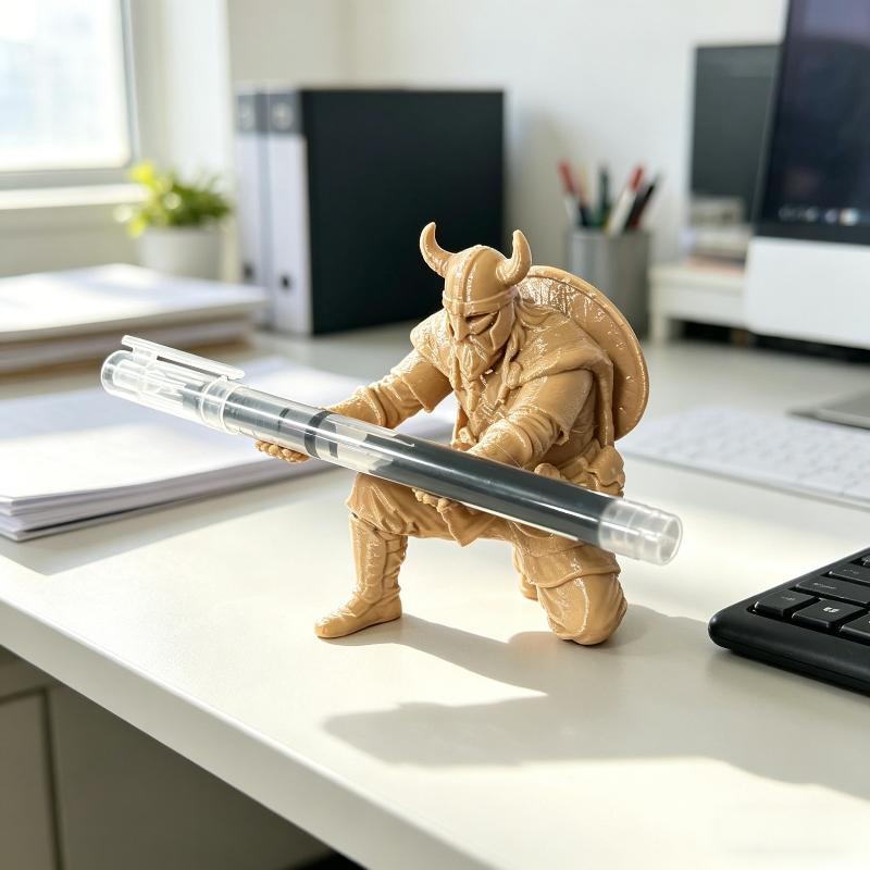 Medieval Kneeling Soldier Pen Holder 3D Printed Retro Nordic Warrior Desktop Storage for Office Desk Decor Gift