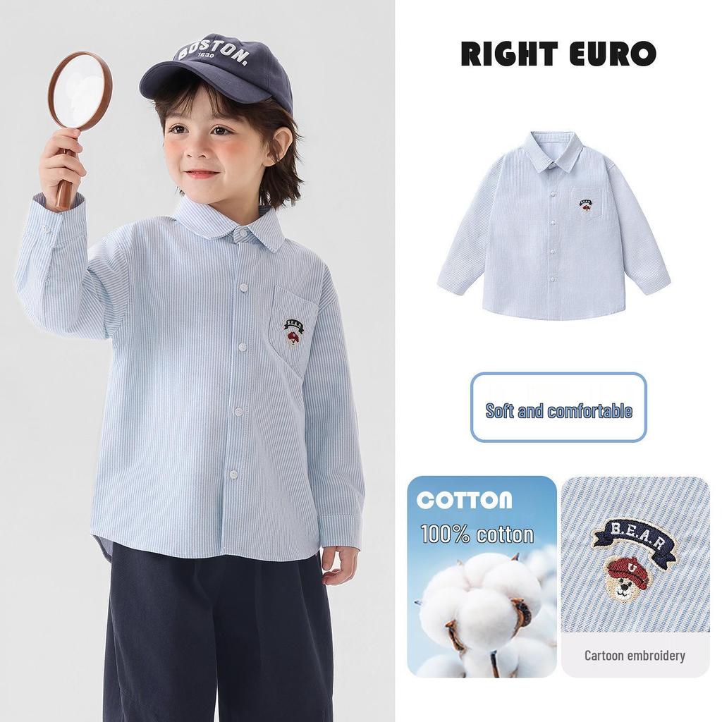 Trendy European Boys' Long Sleeve Casual Shirt - Spring/Autumn Kids' Clothing