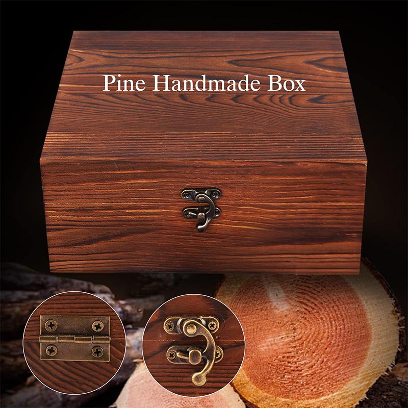 Father'S Day Gift For Men Whiskey Stones Set 8 Pcs Granite Ice Cubes+ 2 Pcs Cups For Whisky In Wooden Bottle Box Present For Dad