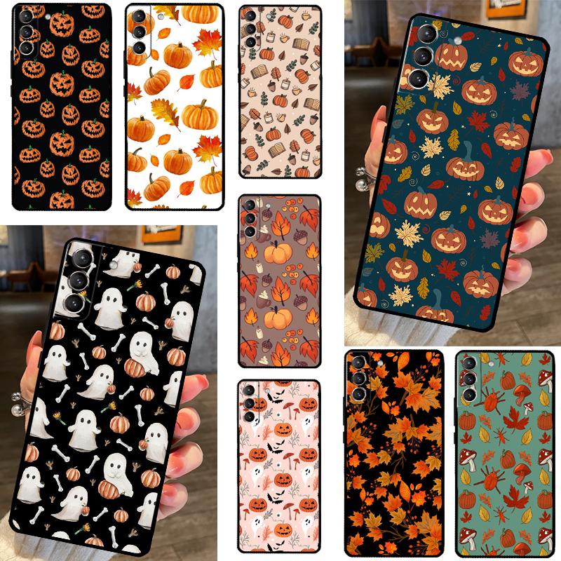 Autumn Leaves Fall Pumpkin Halloween Case For Samsung Galaxy S20 FE S21 S22 S23 Ultra S8 S9 S10 Note 10 Plus 20 Ultra Cover