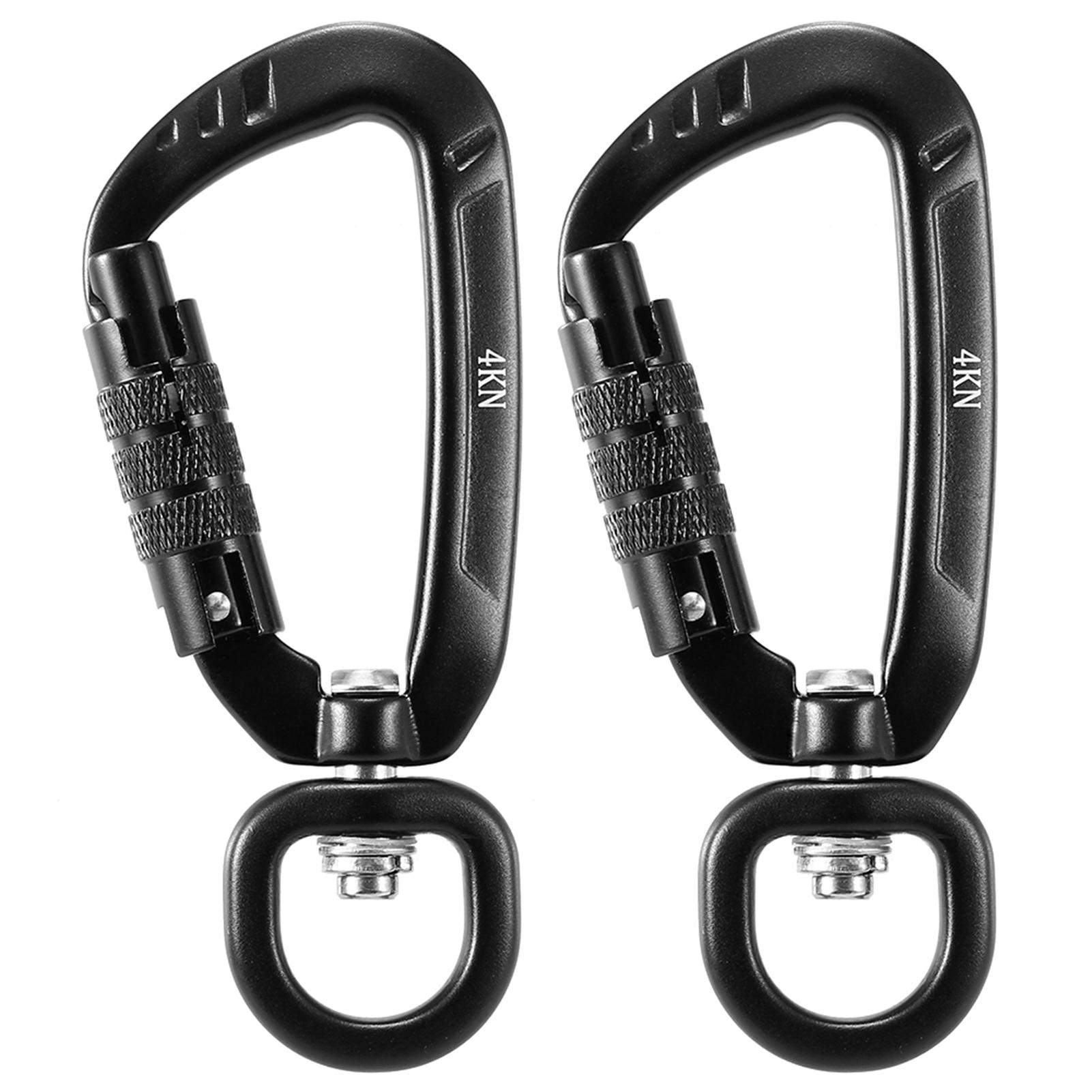 2pcs Swivel Carabiner Clip 360 degrees  Rotatable Spinner Carabiner Small Auto Locking Carabiner 4KN чёрный
