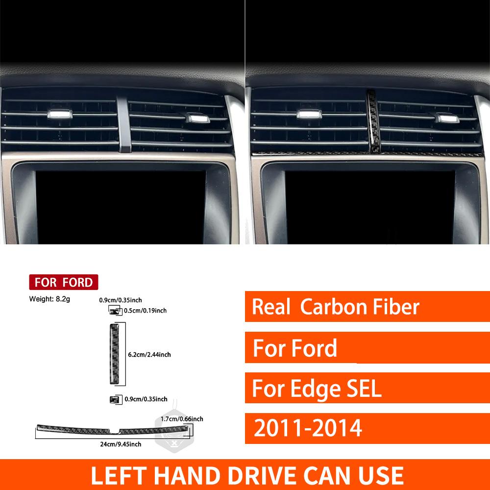 For Ford Edge SEL 2011-2014 Real Carbon Fiber Stickers Central Air Conditioning Vent Panel Car Accessories Interior Decorative