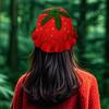 Strawberry Ruffle Crochet Woolen Hat - Women's Cute Autumn/Winter Fisherman Style