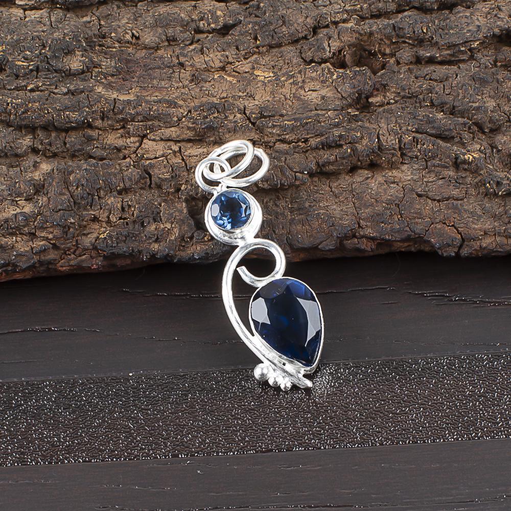 London Blue Topaz Pendant, 925 Solid Sterling Silver Gemstone Jewelry, Handmade Pendant, Gift For Thanksgiving