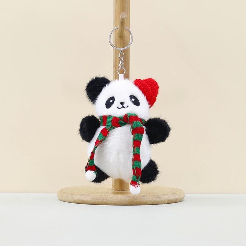 

Plush Panda Colorful Keychain Adorable Christmas Bear Soft Toy For Bags Red Panda