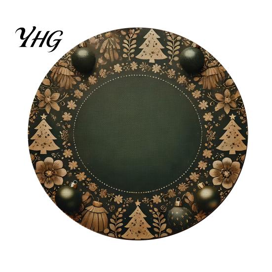 Non Slip Kitchen Decor Round Christmas Placemat, 14 Inch Festive Pattern Anti Tabletop Protector, Scald Table Cover Heat Insulation Place Mat