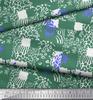 Soimoi Purple Japan Crepe Satin Fabric Brush Stroke & Leopard Animal Skin Printed Fabric 1 Metre 42 Inch