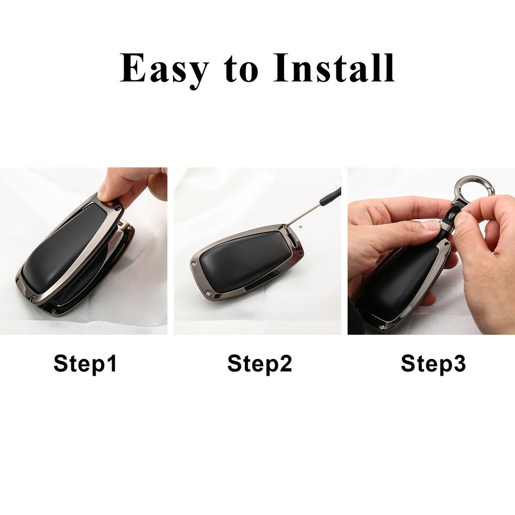 Zinc Alloy Car Key Cover with Keychain for Mercedes-Benz A220 E63S AMG E-Class GLE 350 4MATIC E300 E400 E43 W213 Leatuer Keycase