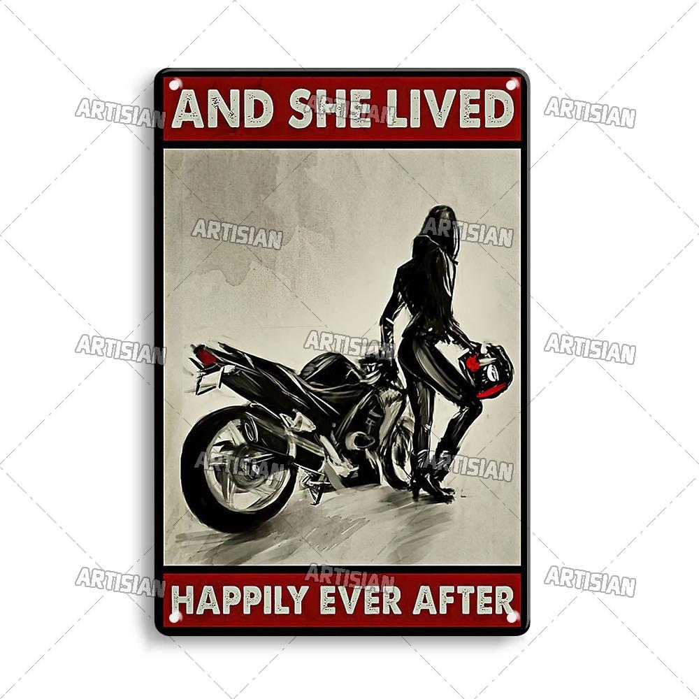 Artisian Riding Metal Plate Motorcycle Tin Sign Motorbike Decorative Poster Wall Decor Garage Bar Pub Club Hotel Cafe Kitchen