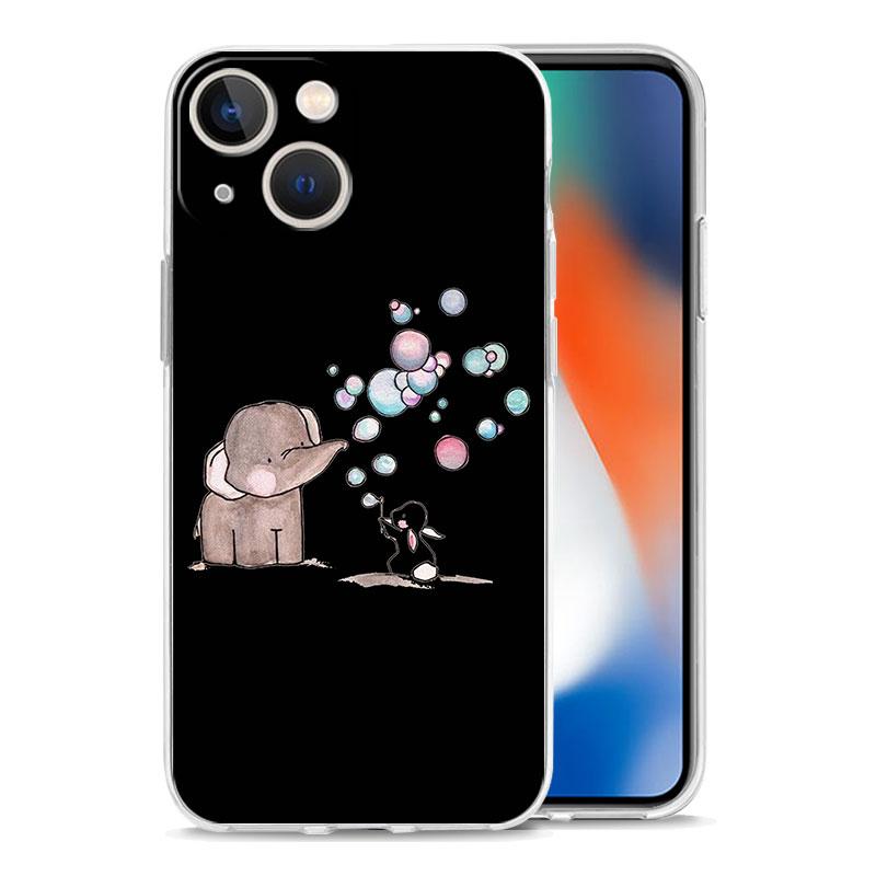 Phone Case For iPhone 15 14 13 12 Mini 11 Pro Max XS X XR 7 8 Plus Clear Shockproof Silicone TPU Cover Couple Style Cartoon