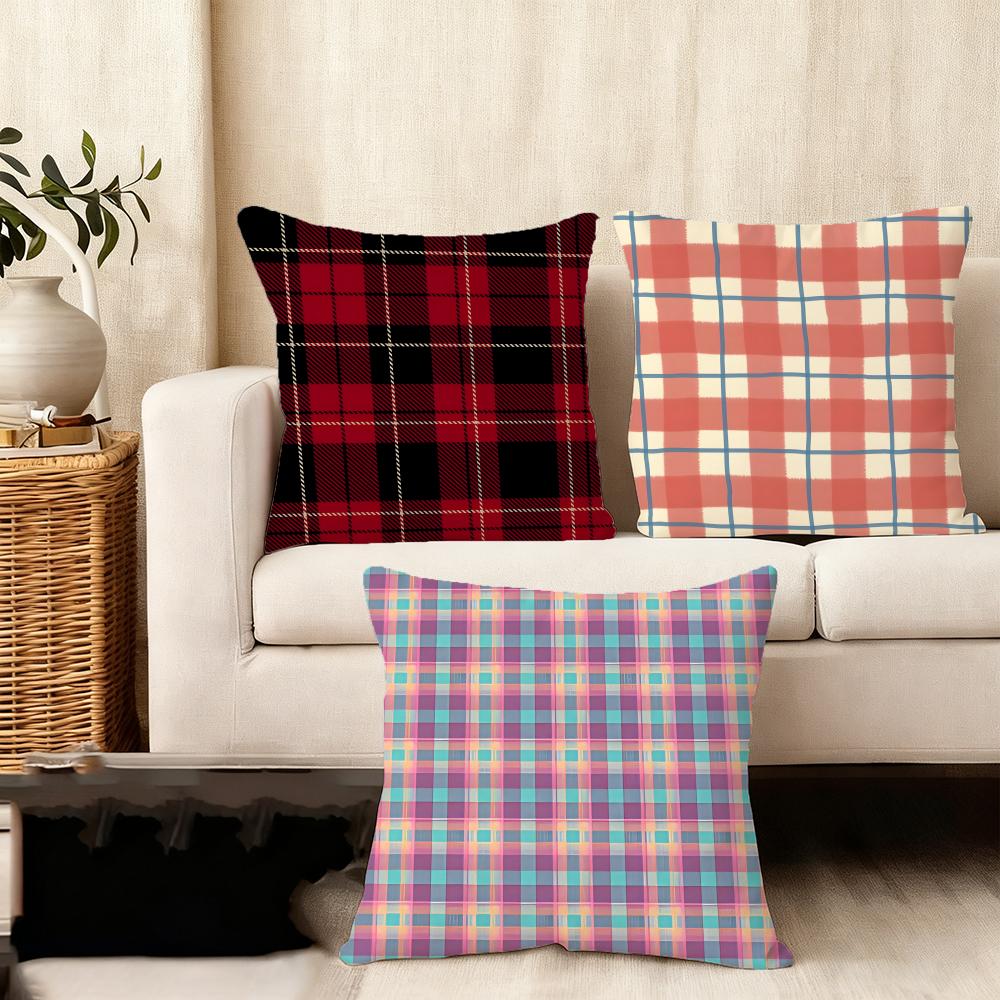 Plaid Luxury Cushion Cover Plush Fabric Soft DoubleSided Printed Sofa Warm Winter Home Child Gift Pillow Case
