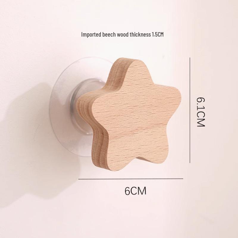 Creative Beech Wood Adhesive Hooks – Funny Animal Design Coat & Hat Hooks for Behind-the-Door Use