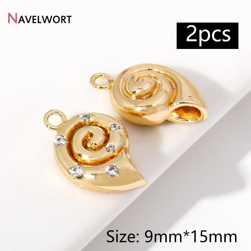 2Pcs 14K Gold Plated Brass Metal Conch Pendant,Charms For Jewelry Making,DIY Earring Bracelet Necklace Making Findings Supplies