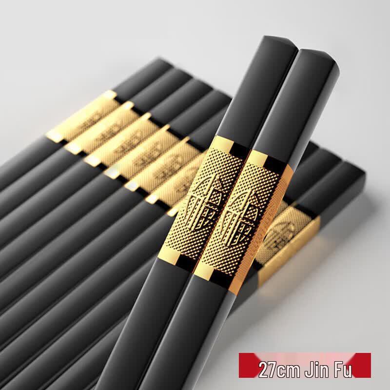 Manmou Light Luxury Gold Fu Alloy Chopsticks