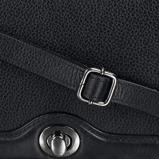 Noora Black Leather Crossbody Sling Bag for Girls and Women & Flap closure with Adjustable Straps